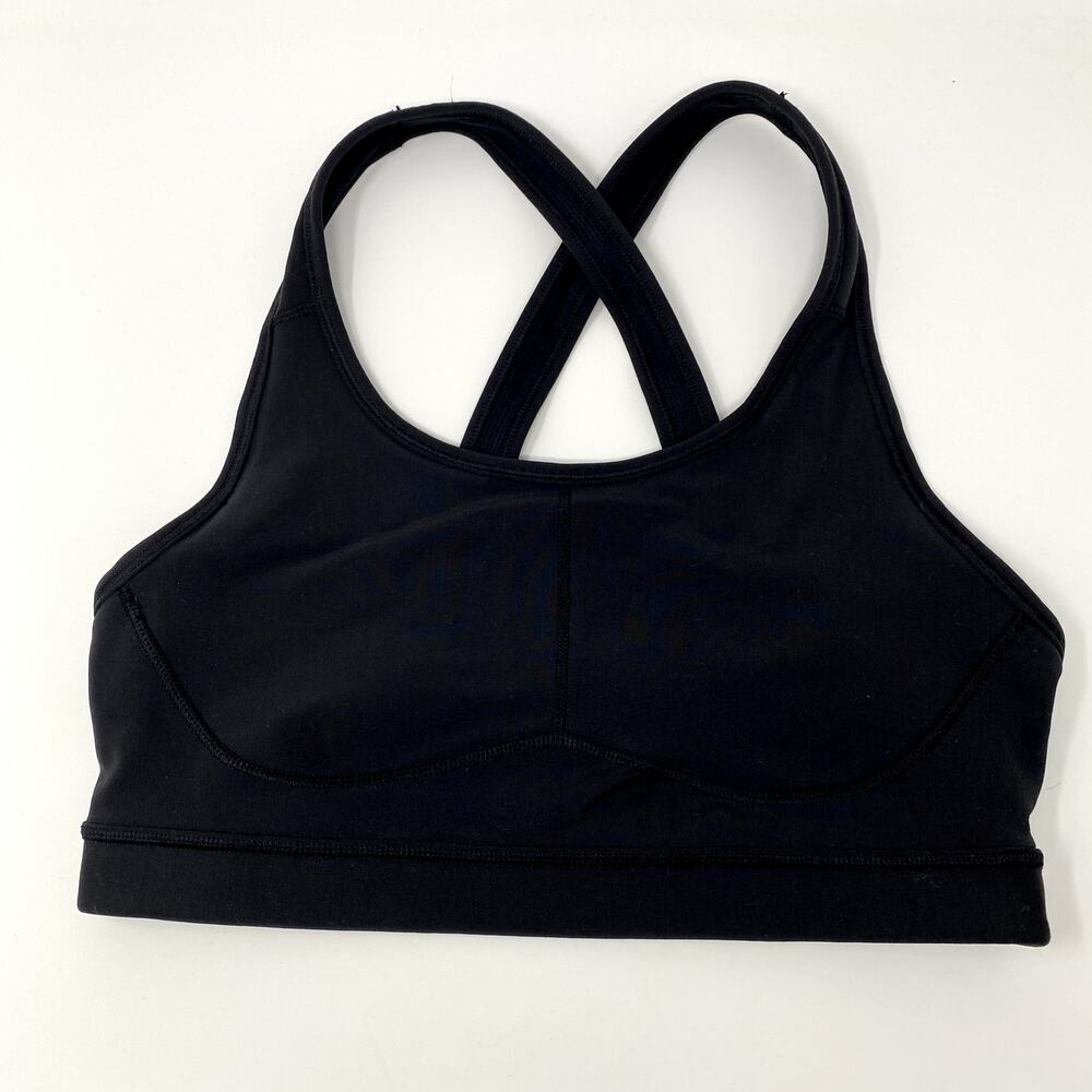 Athleta Black Criss Cross Back Scoop Neck Athletic Workout Sports Bra S